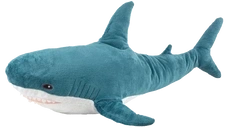 Pixel art Blahaj shark mascot in blue