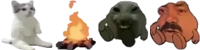 catsittingverycomfortablearoundacampfirewithitsfriendsxddsitandKEKWaitSit emote