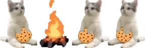 catsittingverycomfortablearoundacampfirewithitsfriendswithcookies emote